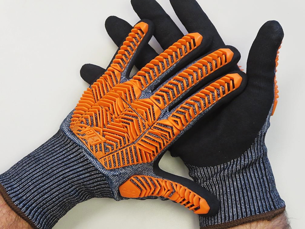 16-MPT630 G-Tek® PolyKor® A6 Seamless Knit PolyKor® Blended Glove with D3O® Impact Protection and Nitrile MicroSurface Coated Palm & Fingers